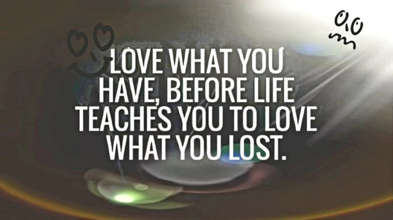 You Should Love What You Have Before Life Teaches You